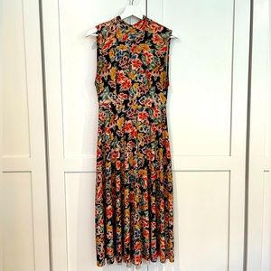 Zara Sleeveless High Neck Floral Swing Dress